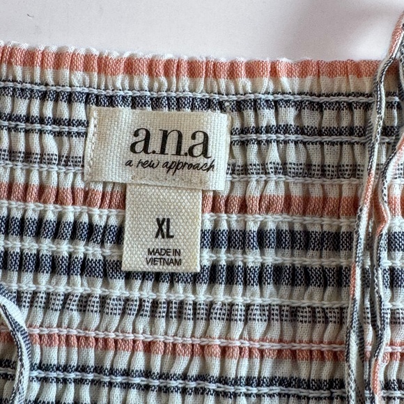a.n.a Striped Smocked Tank Top Boho Babydoll Cami XL - Picture 9 of 10
